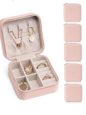 Nw/oT - Vlando Portable Pink Travel Jewelry Case with Zipper Closure